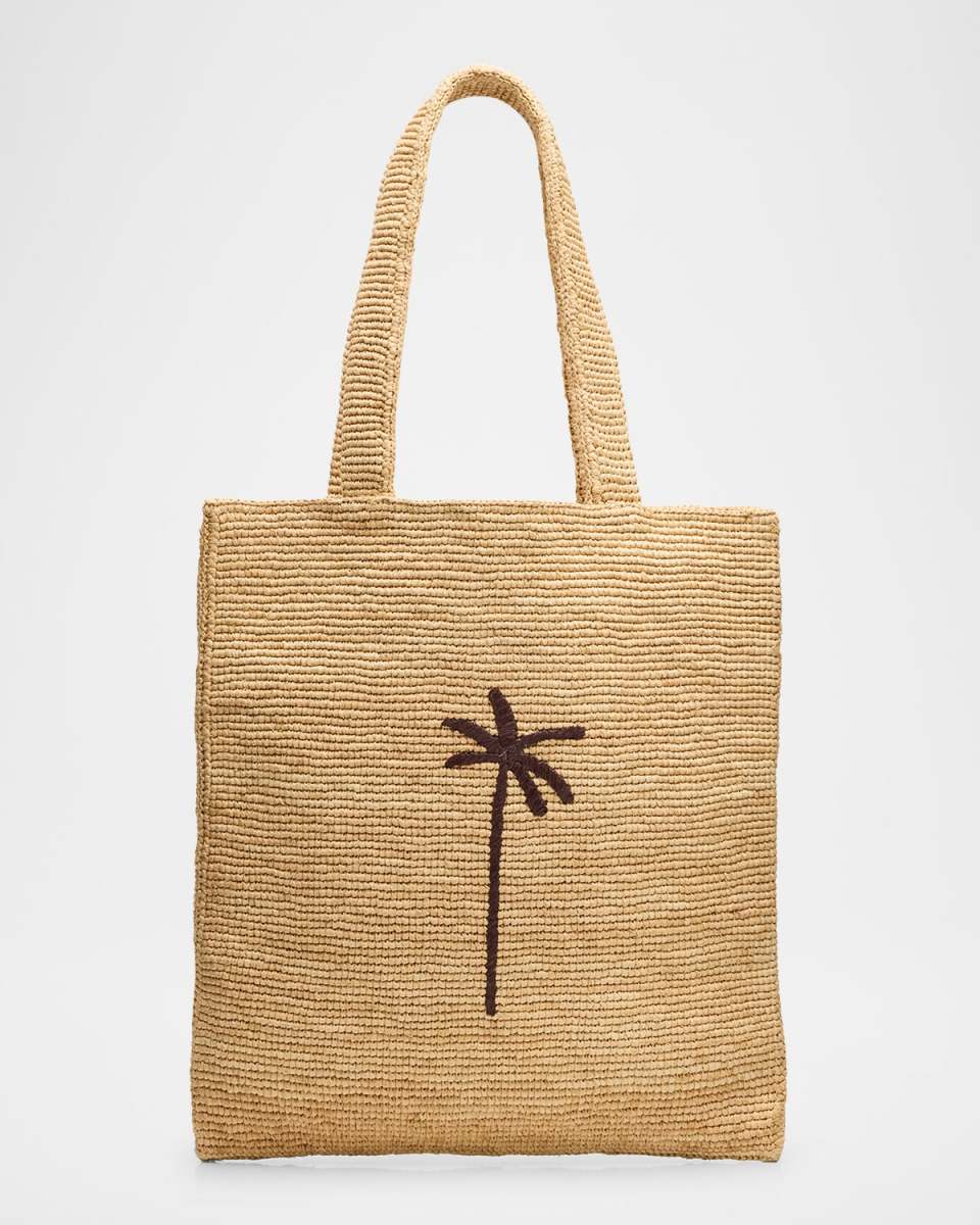 Palm Tree Raffia Tote Bag